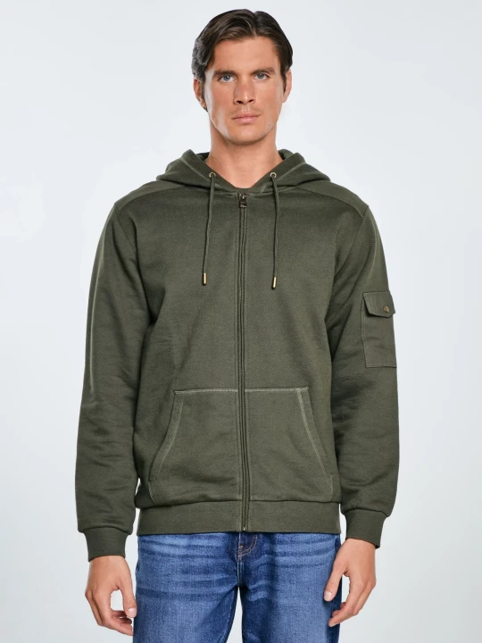 Zdjęcie produktu bluza męska rozpinana z kapturem khaki jagmur 303 Big Star ZIELONY