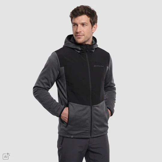 Zdjęcie produktu Bluza męska trekkingowa z kapturem Zoll czarna Alpine Pro