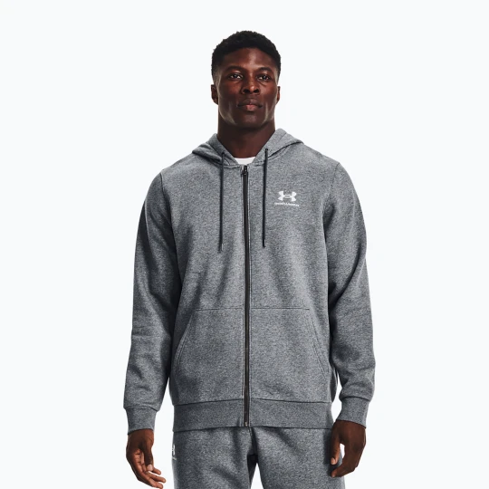 Zdjęcie produktu Bluza męska Under Armour Essential Fleece FZ Hood pitch gray medium heather/white Szary