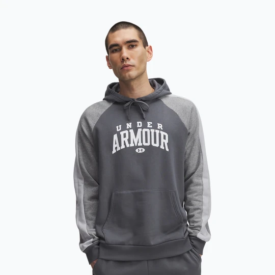 Zdjęcie produktu Bluza męska Under Armour Rival Fleece Colorblock Hoodie castlerock / mod gray / white