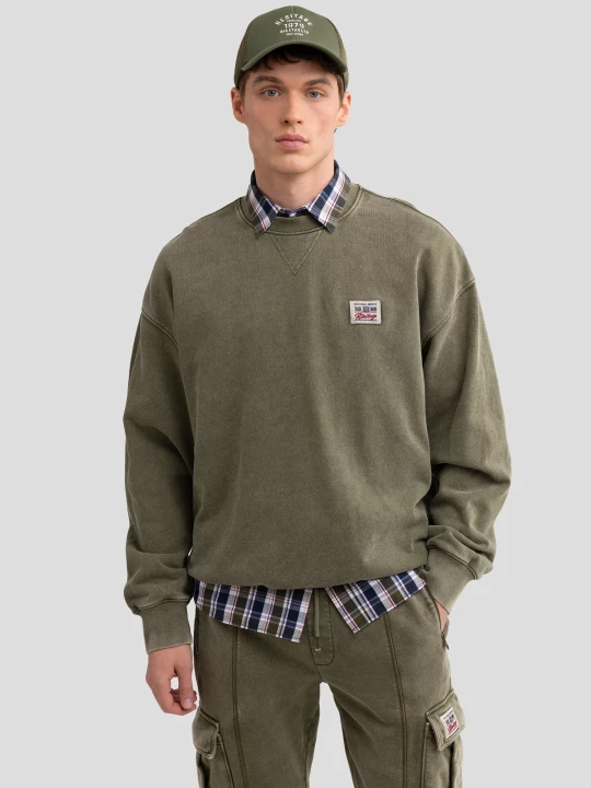 Zdjęcie produktu bluza męska oversize z efektem sprania khaki caron 303 Big Star ZIELONY