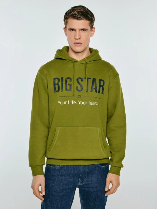 Zdjęcie produktu bluza męska z kapturem z logo big star zielona ashlyno 301