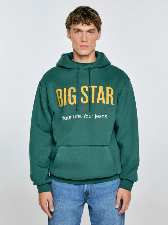 Zdjęcie produktu bluza męska z kapturem z logo big star zielona ashlyno 304