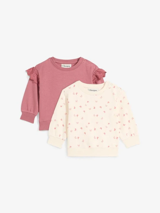 Zdjęcie produktu Bluza niemowlęca z bawełny organicznej (2 szt.) BonPrix fioletowy