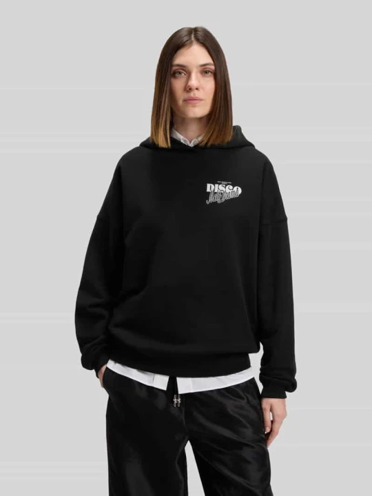 Zdjęcie produktu Bluza o kroju oversized z czystej bawełny z kapturem model ‘DALESSANDRA’ Hugo Czarny