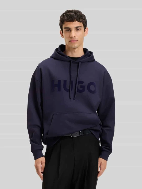 Zdjęcie produktu Bluza o kroju oversized z czystej bawełny z kapturem model ‘DITCHLE’ Hugo Królewski niebieski