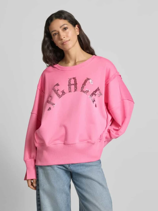 Zdjęcie produktu Bluza o kroju oversized z czystej bawełny z wyhaftowanym napisem Miss Goodlife Różowy