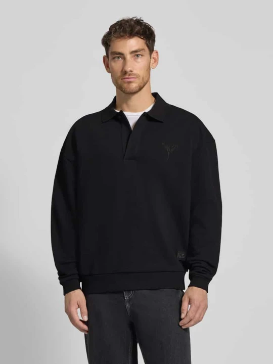 Zdjęcie produktu Bluza o kroju oversized z kołnierzykiem polo Carlo Colucci Czarny
