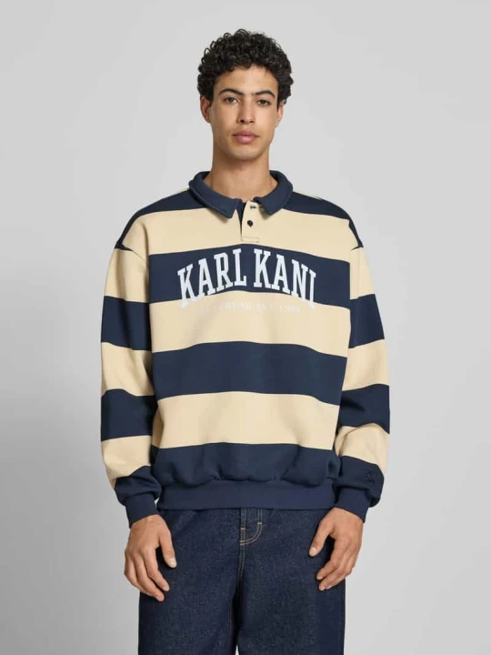 Zdjęcie produktu Bluza o kroju oversized z kołnierzykiem polo model „Heritage” Karl Kani Granatowy
