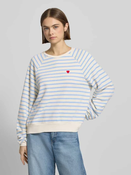 Zdjęcie produktu Bluza o kroju oversized z mieszanka bawełny model 'GRETA' Pieces Królewski niebieski
