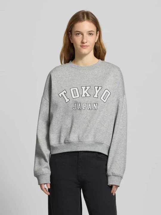 Zdjęcie produktu Bluza o kroju oversized z mieszanki bawełny Model „SWEAT LIFE” Only Jasnoszary melanż