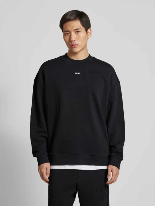 Zdjęcie produktu Bluza o kroju oversized z nadrukiem z logo model ‘Dapocrew’ Hugo Czarny
