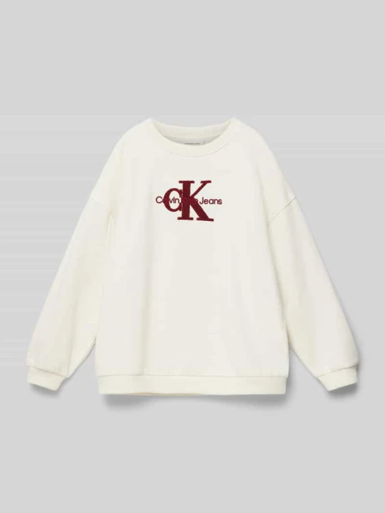 Zdjęcie produktu Bluza o kroju oversized z nadrukiem z logo model ‘TEDDY’ Calvin Klein Jeans Złamany biały