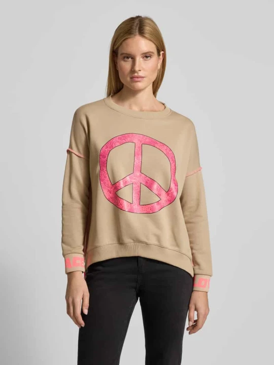 Zdjęcie produktu Bluza o kroju oversized z prążkowanymi wykończeniami Miss Goodlife Piaskowy