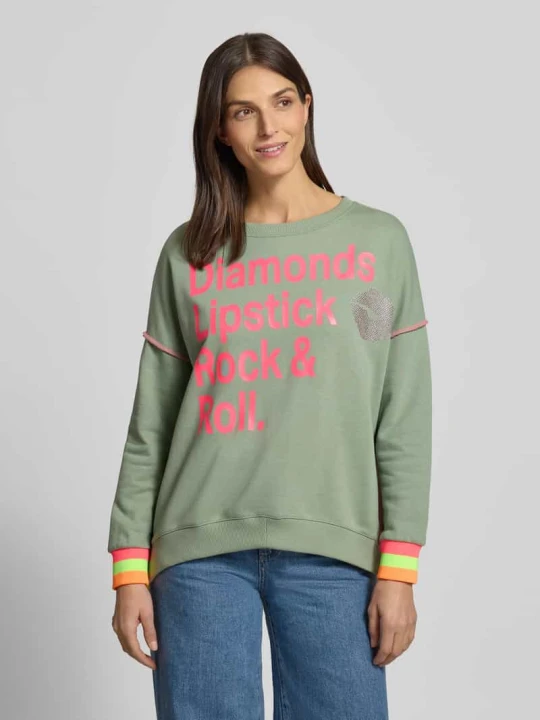 Zdjęcie produktu Bluza o kroju oversized z prążkowanymi wykończeniami Miss Goodlife Limonkowy