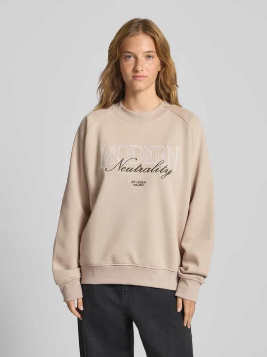 Zdjęcie produktu Bluza o kroju oversized z prążkowanymi wykończeniami model ‘Maxime’ LeGer Beżowy