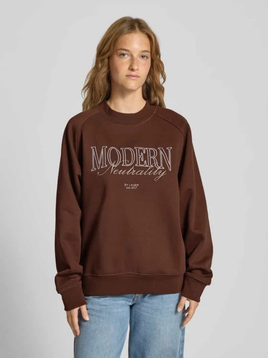 Zdjęcie produktu Bluza o kroju oversized z prążkowanymi wykończeniami model ‘Maxime’ LeGer Ciemnobrązowy