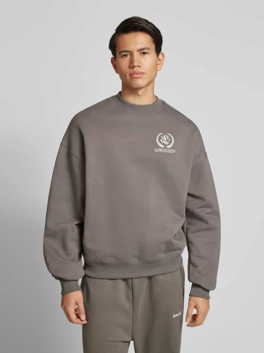 Zdjęcie produktu Bluza o kroju oversized z wyhaftowanym logo model ‘Cesar’ Low Lights Studios Kamienny