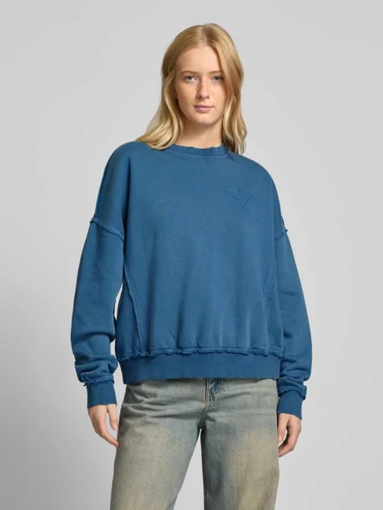 Zdjęcie produktu Bluza o kroju oversized z wyhaftowanym logo model ‘GO’ Guess Jeansowy niebieski