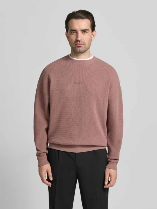 Zdjęcie produktu Bluza o kroju regular fit z czystej bawełny model „DAFFLYN” Hugo Wiśniowy