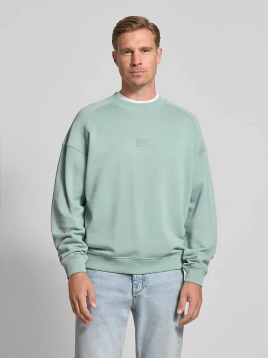 Zdjęcie produktu Bluza o kroju regular fit z czystej bawełny model ‘DELASTCREW’ Hugo Miętowy