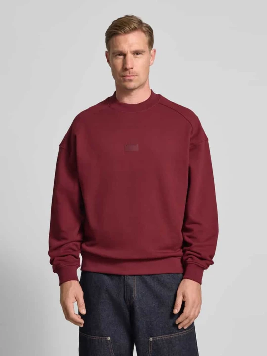 Zdjęcie produktu Bluza o kroju regular fit z czystej bawełny model ‘DELASTCREW’ Hugo Bordowy