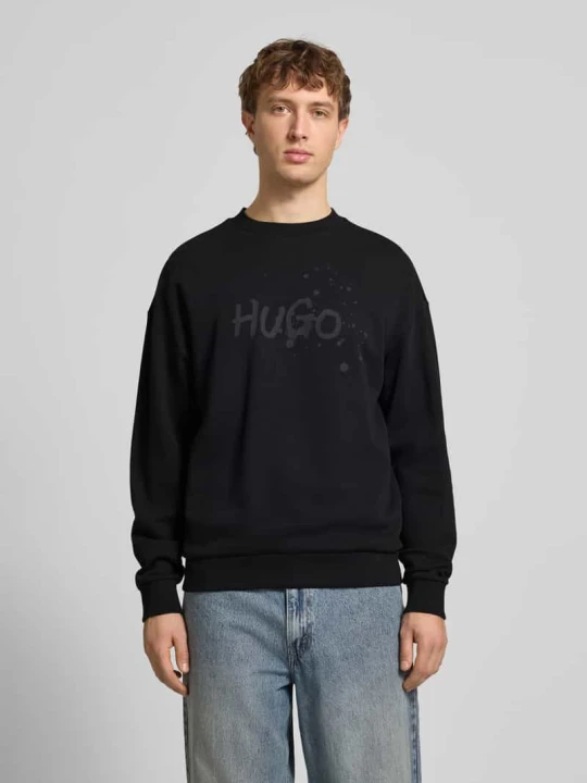 Zdjęcie produktu Bluza o kroju regular fit z czystej bawełny Model 'NIEROFIX_CREW' Hugo Czarny
