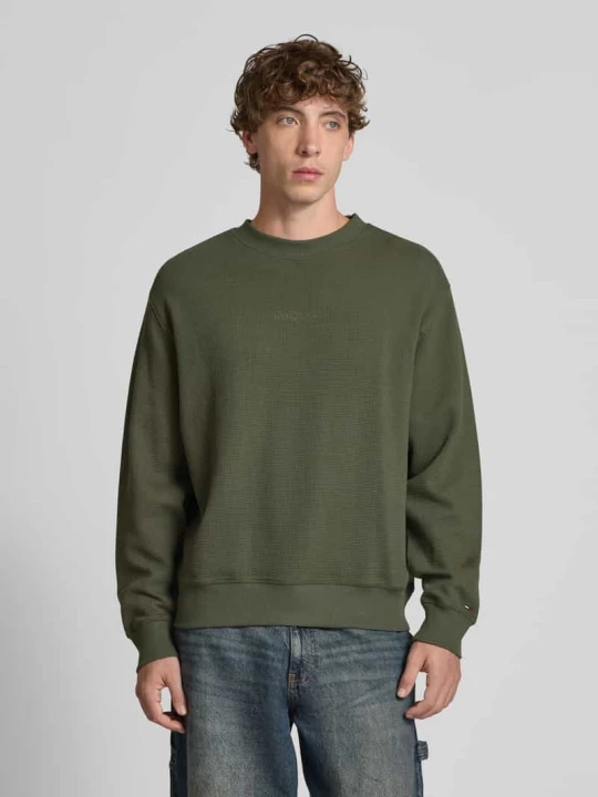 Zdjęcie produktu Bluza o kroju regular fit z fakturą wafla Tommy Jeans Ciemnozielony