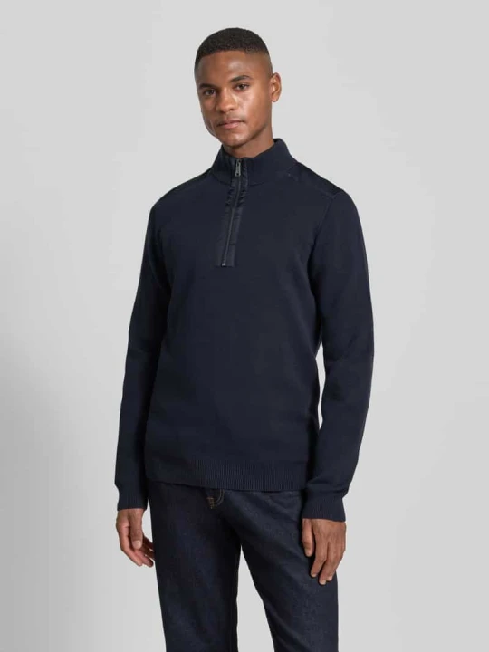 Zdjęcie produktu Bluza o kroju regular fit z kołnierzem i elastycznymi wykończeniami Christian Berg Granatowy