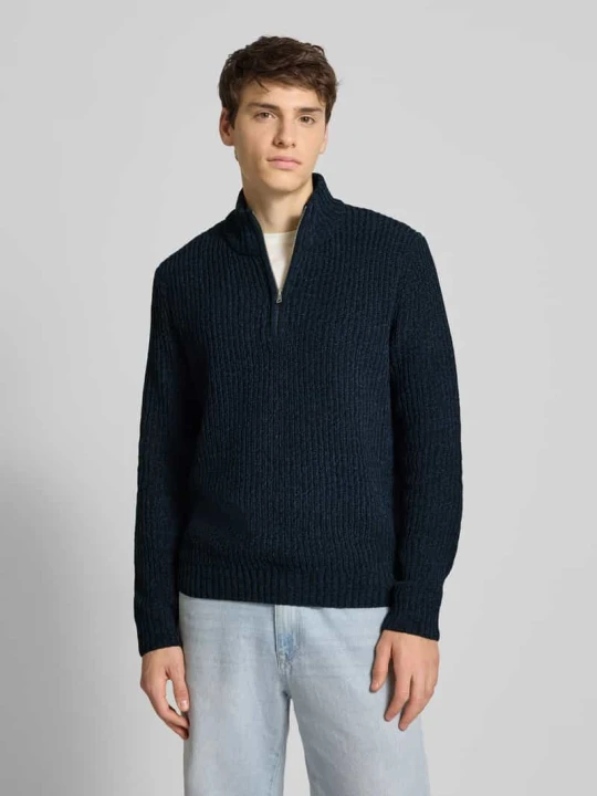 Zdjęcie produktu Bluza o kroju regular fit z kołnierzem i krótkim zamkiem błyskawicznym model ‘JOIN’ Only & Sons Granatowy