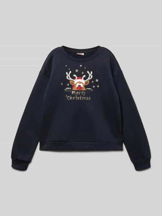 Zdjęcie produktu Bluza o kroju regular fit z mieszanki bawełny i wiskozy ‘YDA LIFE XMAS’ Only Granatowy