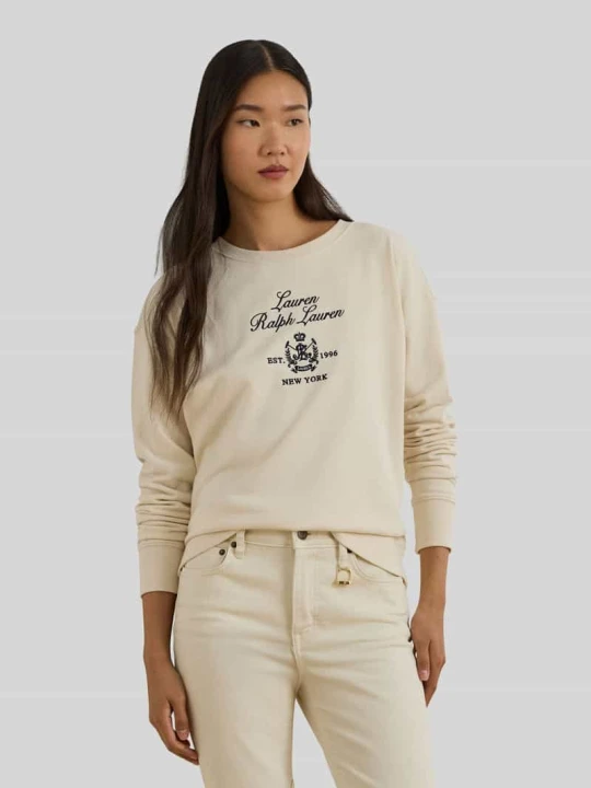 Zdjęcie produktu Bluza dresowa o regularnym kroju z mieszanki bawełny Lauren Ralph Lauren Piaskowy