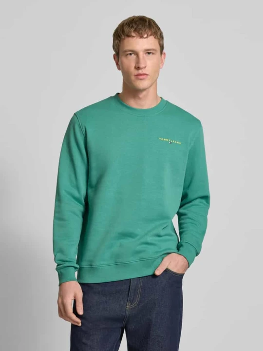 Zdjęcie produktu Bluza dresowa z mieszanki bawełny w kroju regular fit model 'LINEAR CREW' Tommy Jeans Jasnozielony