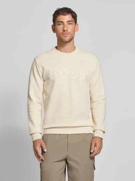 Zdjęcie produktu Bluza o kroju regular fit z mieszanki bawełny model ‘SALBO’ Boss Beżowy