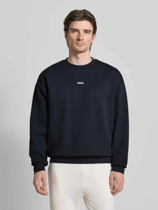 Zdjęcie produktu Bluza o kroju regular fit z mieszanki bawełny model „STENSON” Boss Granatowy