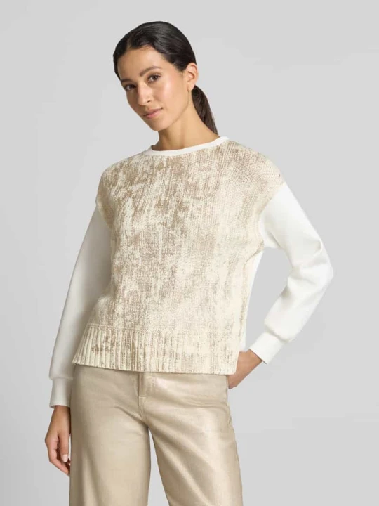 Zdjęcie produktu bluza o kroju regular fit z mieszanki bawełny z dodatkiem żywej wełny Marc Cain Złoty