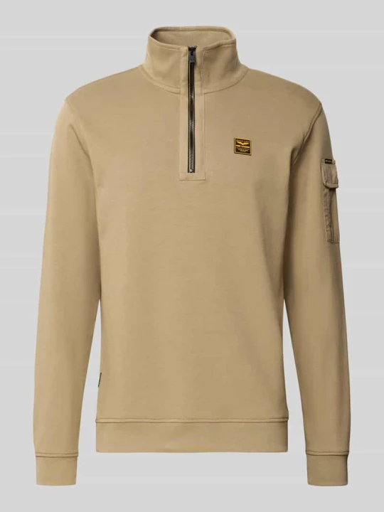 Zdjęcie produktu Bluza o kroju regular fit z mieszanki bawełny z kołnierzem zapinanym PME Legend Piaskowy
