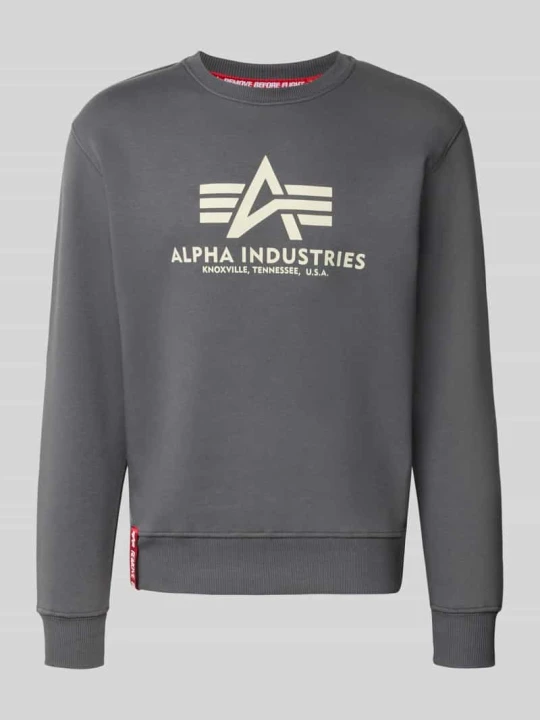 Zdjęcie produktu Bluza o kroju regular fit z mieszanki bawełny z nadrukiem z logo Alpha Industries Ciemnoszary
