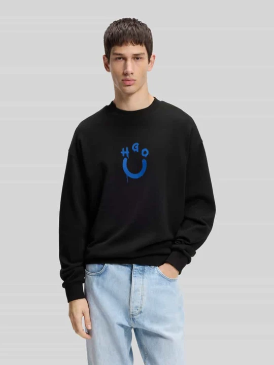 Zdjęcie produktu Bluza o kroju regular fit z nadrukiem Happy Hugo Czarny