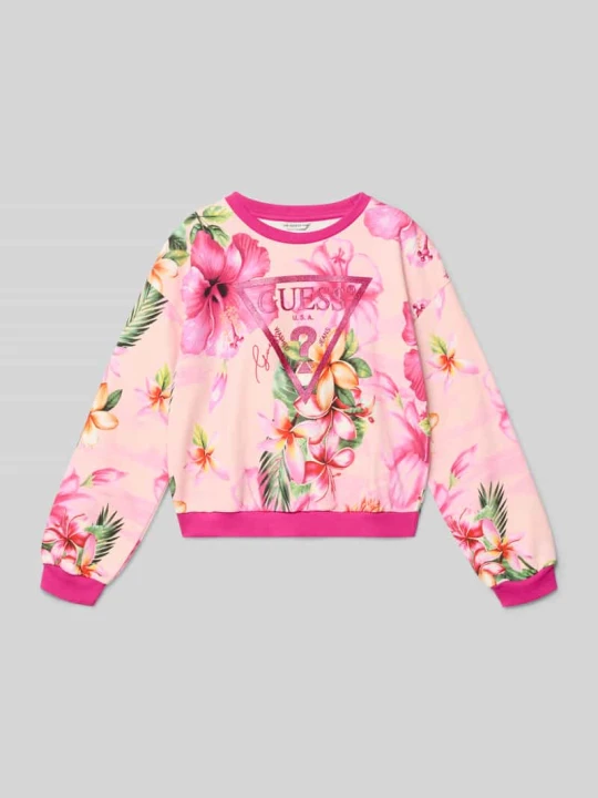 Zdjęcie produktu Bluza o kroju regular fit z nadrukiem z logo Guess Różowy