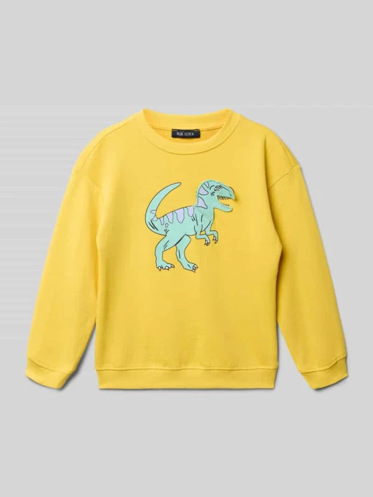 Zdjęcie produktu Bluza o kroju regular fit z nadrukiem z motywem na całej powierzchni BLUE SEVEN Żółty