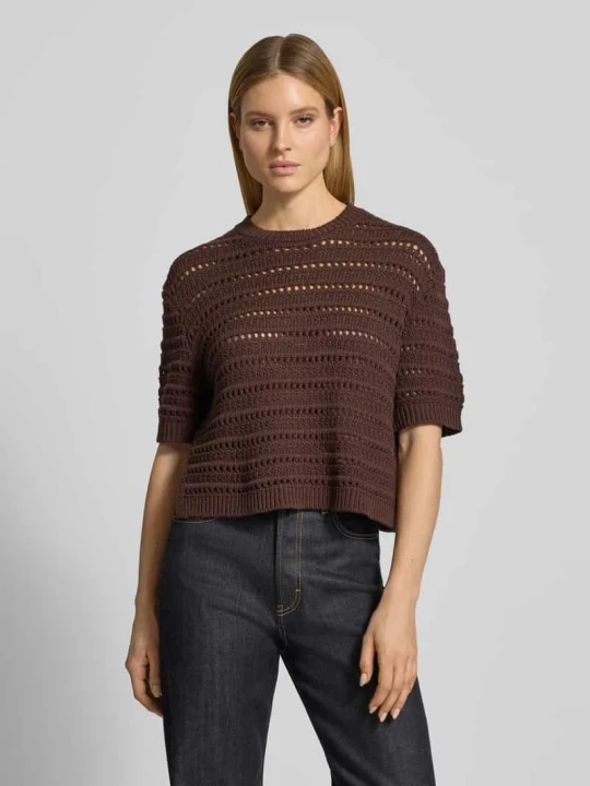 Zdjęcie produktu Bluza o kroju regular fit z perforowaniem model 'Mina' Opus Ciemnobrązowy