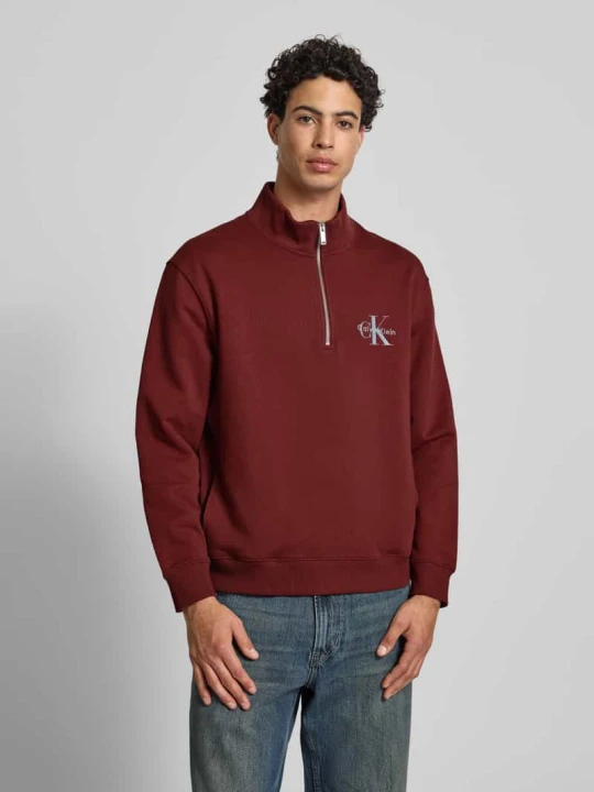 Zdjęcie produktu Bluza o kroju regular fit z wyhaftowanym logo model ‘Terry’ Calvin Klein Jeans Czerwony