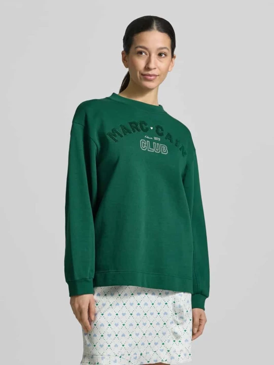 Zdjęcie produktu Bluza o kroju relaxed fit z detalem z logo Marc Cain Zielony