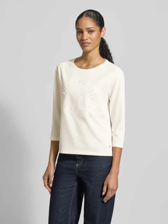 Zdjęcie produktu Bluza o kroju relaxed fit z dodatkiem wiskozy Model 'Emblem' Monari Biały