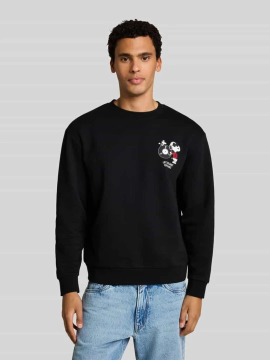 Zdjęcie produktu Bluza o kroju relaxed fit z mieszanki bawełny z nadrukiem Peanuts Tom Tailor Czarny
