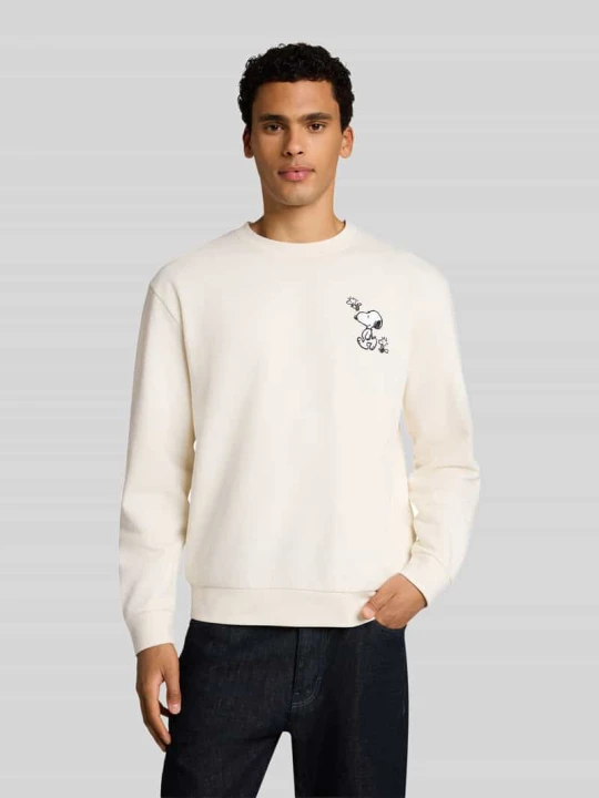 Zdjęcie produktu Bluza o kroju relaxed fit z mieszanki bawełny z nadrukiem Peanuts Tom Tailor Złamany biały