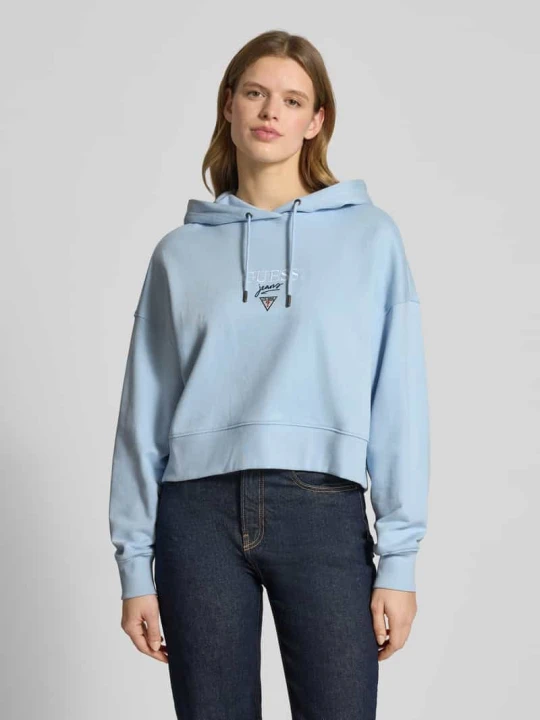 Zdjęcie produktu Bluza z kapturem o kroju relaxed fit z wyhaftowanym logo, model „Baker” Guess Jasnoniebieski