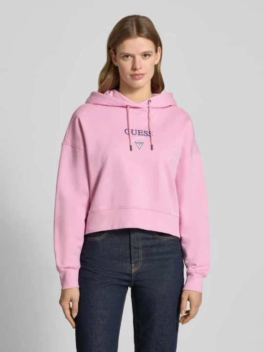 Zdjęcie produktu Bluza z kapturem o kroju relaxed fit z wyhaftowanym logo, model „Baker” Guess Mocnoróżowy