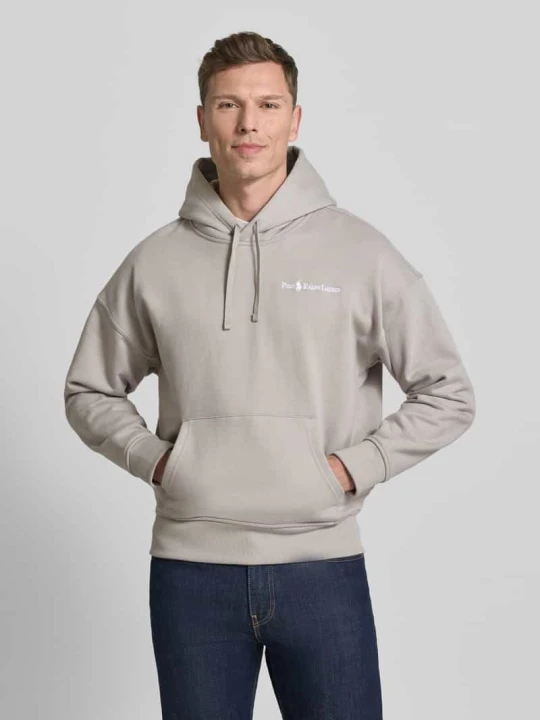 Zdjęcie produktu Bluza z kapturem o kroju relaxed fit z wyhaftowanym logo i kieszenią kangurka Polo Ralph Lauren Jasnoszary